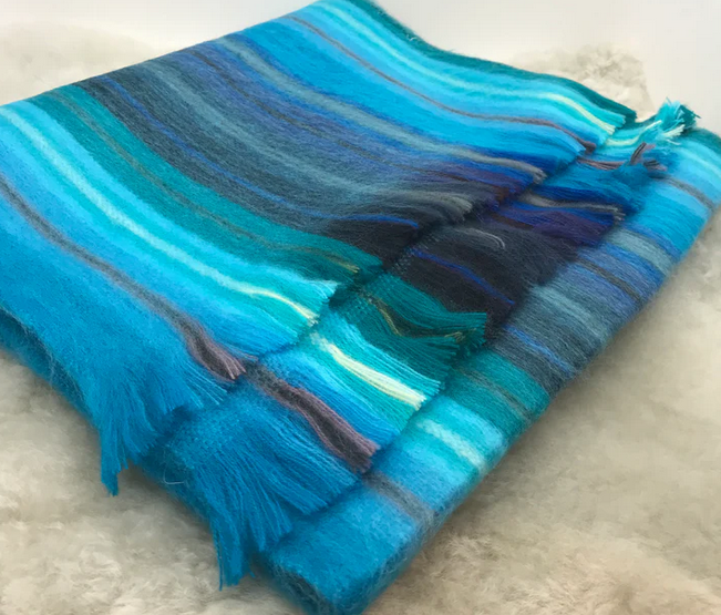 Woven Baby Alpaca Scarf - Carribean Sea
