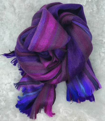 Woven Baby Alpaca Scarf - Plum Stripe