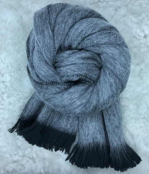 Woven Baby Alpaca Scarf - Smokey Grey