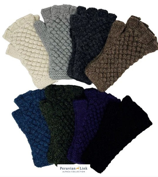 Handknit Textured Fingerless Gloves - Click to See Assorted Colors!