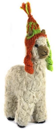 Needle-felted Alpaca 5.5&quot; with Hat