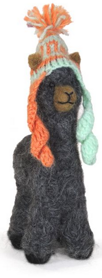 Needle-felted Alpaca 5.5&quot; with Hat
